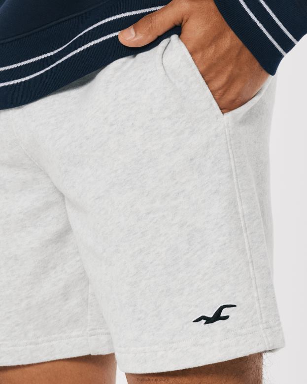 Bottoms Hollister Men Logo Icon Terry Fleece Shorts 7\\ 488201154 Light Heather Grey